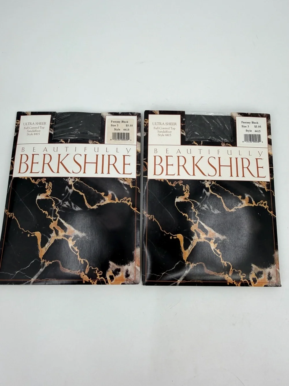 Beautifully Berkshire Pantyhose Sz 3 Ultra Sheer Control Top 2 Pr VTG Black 4415